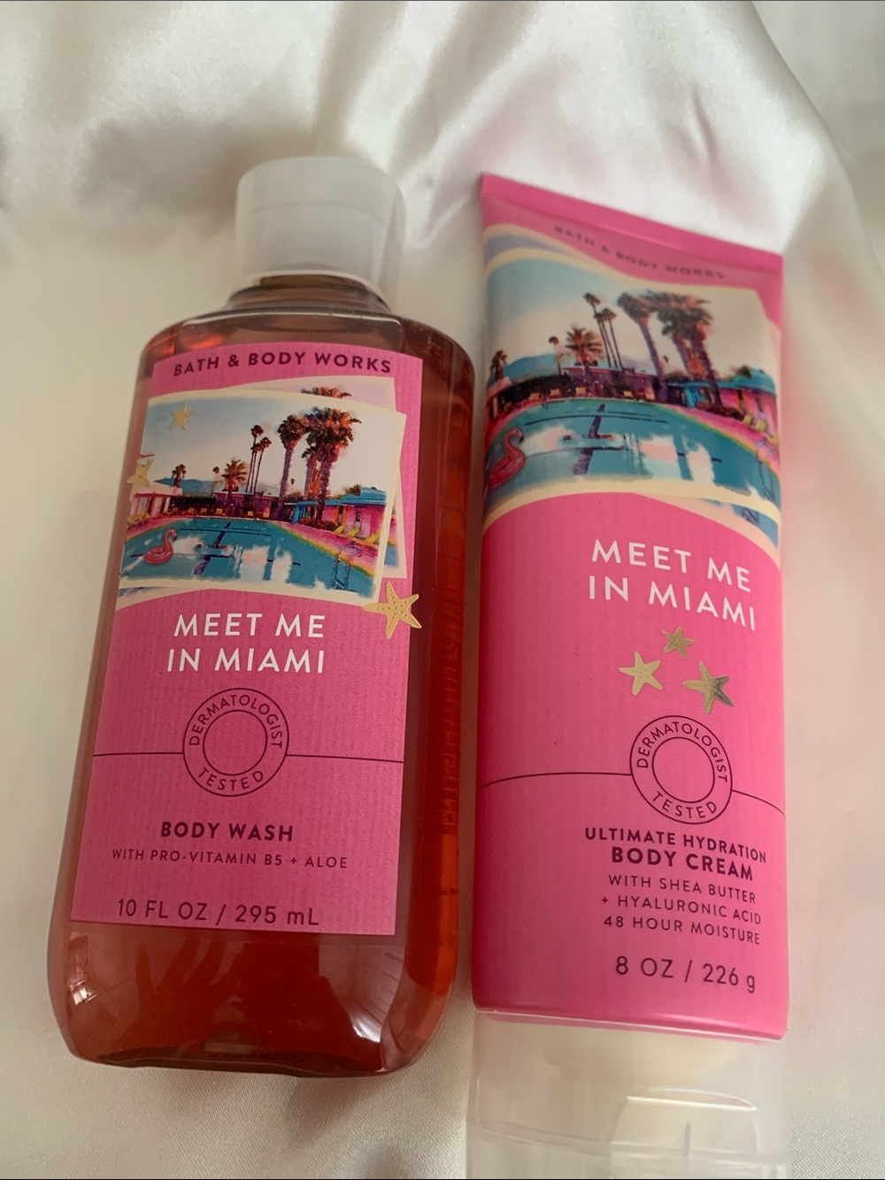 Bath & Body Works Meet Me in Miami Pink Body Wash & Cream Duo